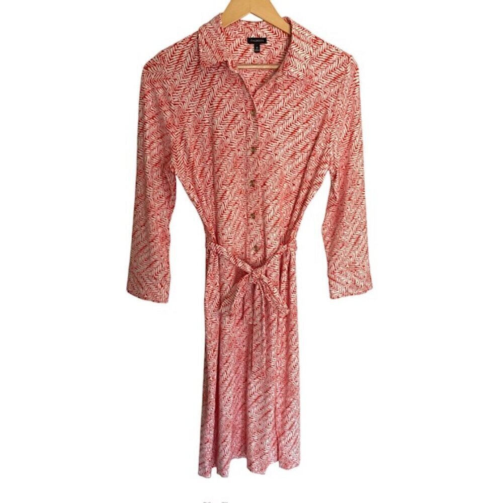 Talbots Ponte Knit Belted Shirt Dress Medium